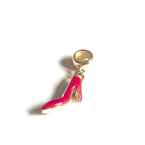 Red heel european bead charm 18kt of gold plated charms
