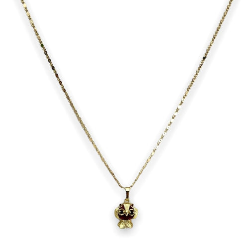 Red owl pendant necklace in 18k of gold plated chains