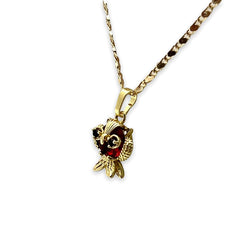 Red owl pendant necklace in 18k of gold plated chains