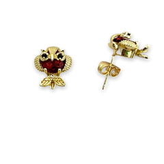 Red owl studs earrings in 18k of gold plated earrings