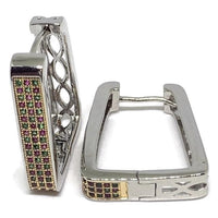 Roma squares cz silver plated hoops earrings earrings