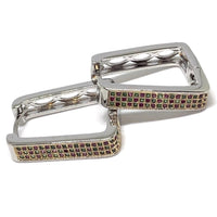Roma squares cz silver plated hoops earrings earrings