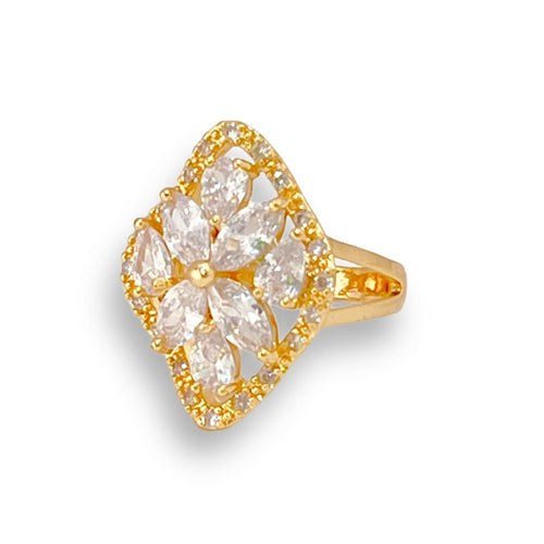 Rombo flower clear stones ring in 18k of gold plated rings