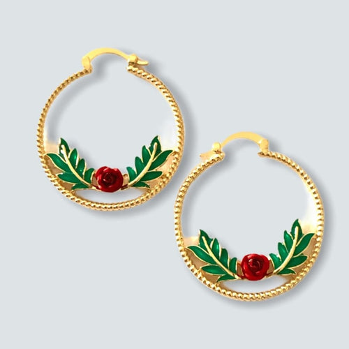 Rosa hoops earrings in 18k of gold plated earrings