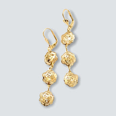Rose earrings 18k of gold plated