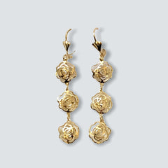 Rose earrings 18k of gold plated