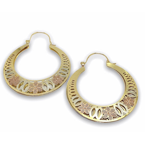 Rose hoop earrings in 18kts of gold plated earrings