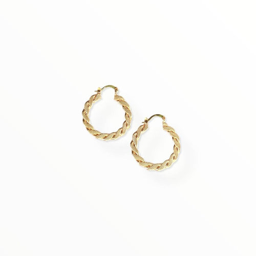Round flat braids in 18k of gold plated earrings
