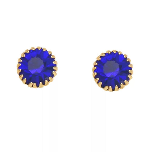 Royal blue cz studs 18kts of gold plated earrings