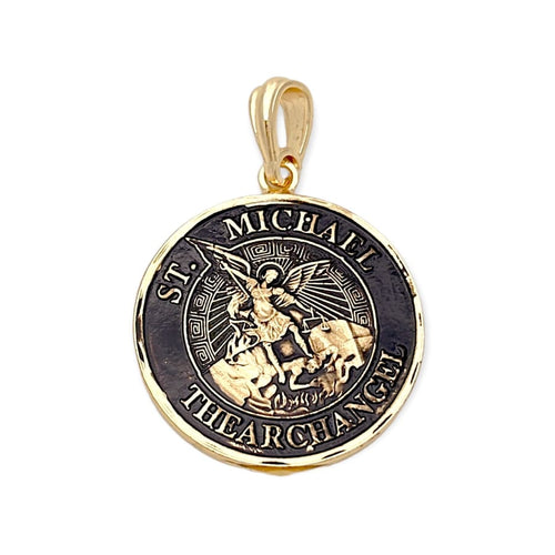 Saint michael archangel burnt like coin pendant charm charms & pendants