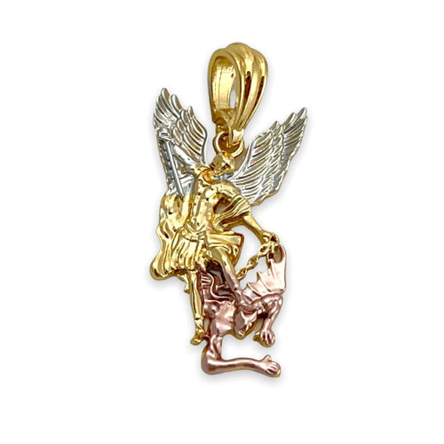 Saint michael tricolor pendant 8kts of gold plated charms