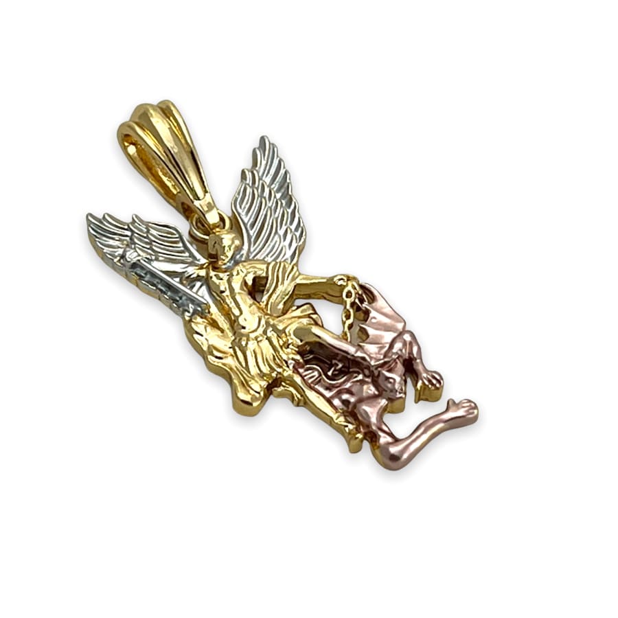 Saint michael tricolor pendant 8kts of gold plated charms