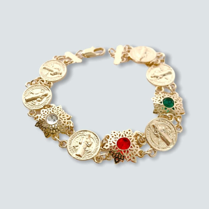 San benito multicolor crystals bracelet in 14kts of gold plated 7.5 bracelets