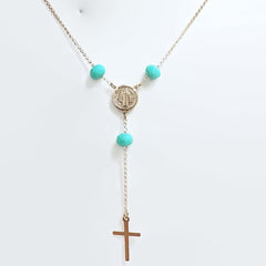 San benito turquoise beads rosary 18kts of gold plated 18 rosaries
