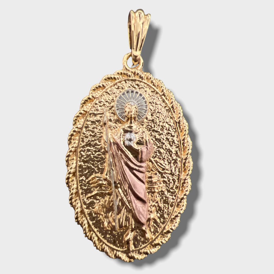 San judas and guadalupe 2 sides pendant in 18k of gold layering charms & pendants