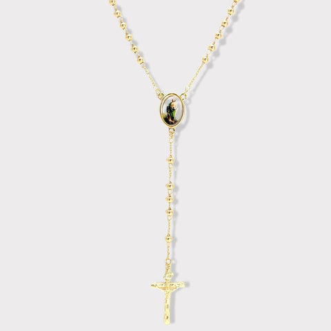San benito double side gold plated rosary necklace