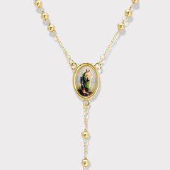 San judas green rope gold plated rosary necklace rosary