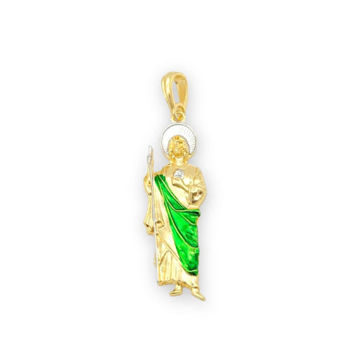 San judas green rope pendant 2.36 18kts of gold plated charms