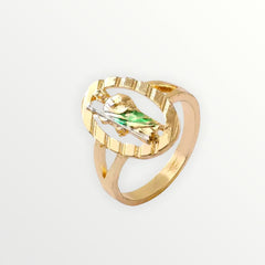 San judas green vest ring 18k of gold plated 7 rings