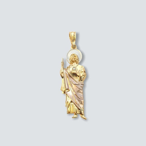 San judas tricolor pendant 2.36’ 18kts of gold plated charms