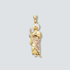 San judas tricolor pendant 2.36’ 18kts of gold plated charms