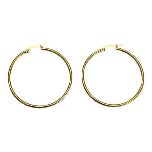 Sandra 4cm diameter thin hoops earrings in 18k of gold plated earrings