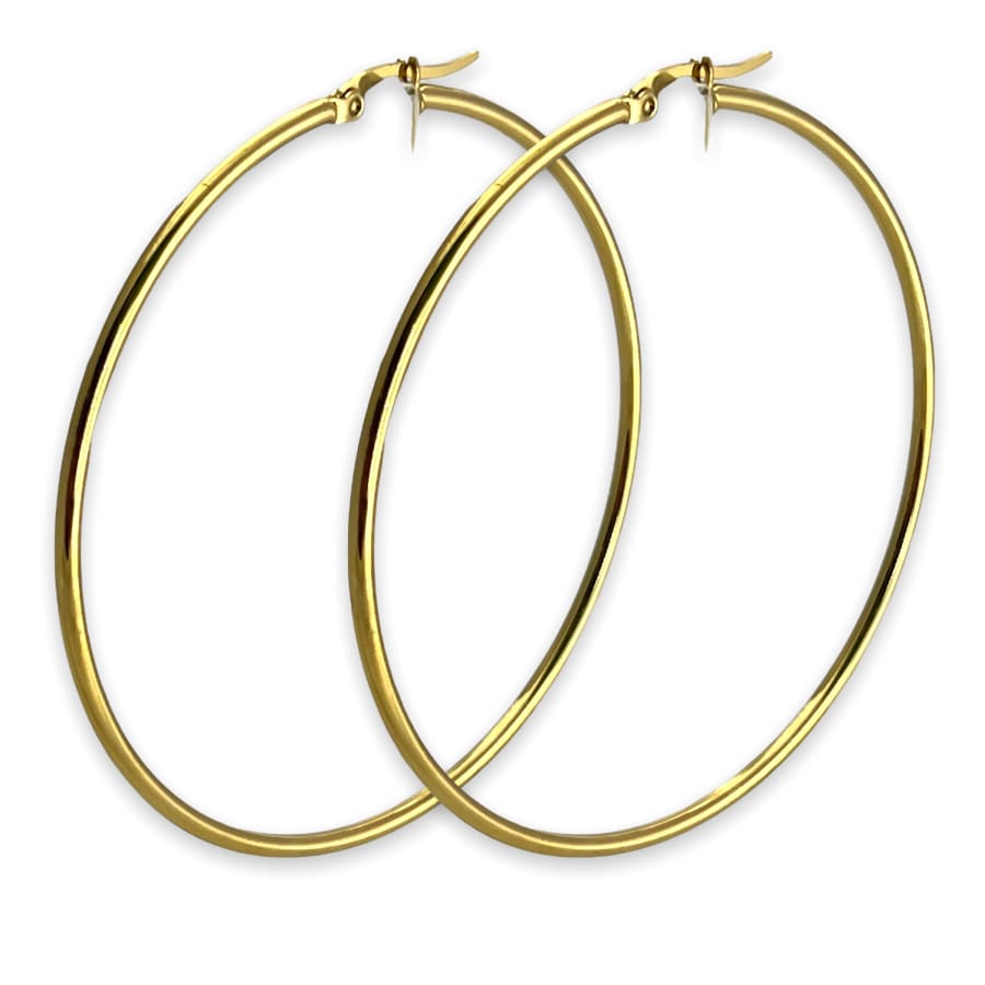 Sandra 6cm diameter thin hoops earrings in 18k of gold plated earrings