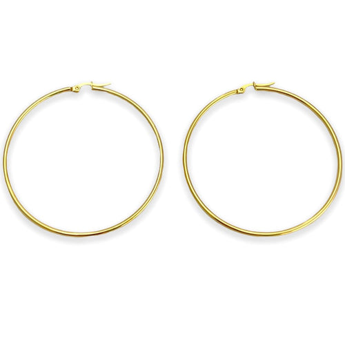 Sandra 6cm diameter thin hoops earrings in 18k of gold plated