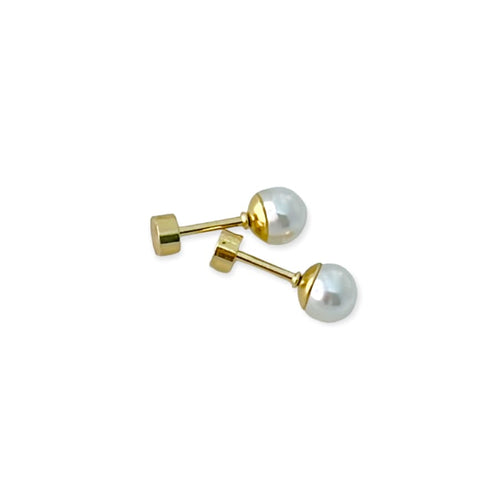 Screw-backs pearls studs gold over stainless steel earrings