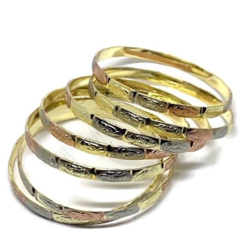 Semanario bangle guadalupe virgin tricolor gold plated 6 bangles