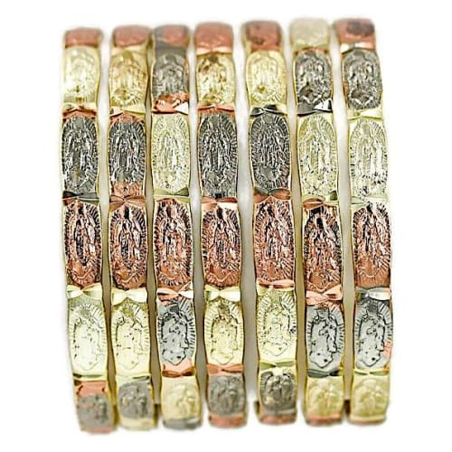 Semanario bangle guadalupe virgin tricolor gold plated 5 bangles