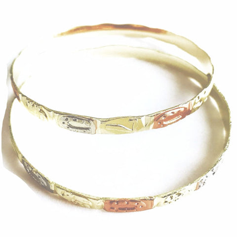 Wiggle left spikes sets tri color good luck 5mm x 3" wide indian bangle