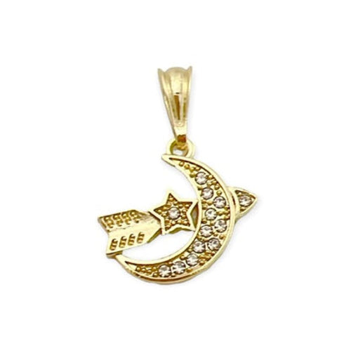 Shooting star moon pendant in 18k of gold layering charms & pendants