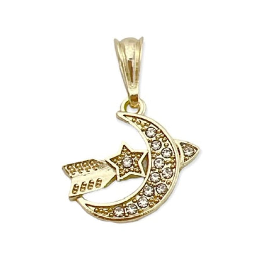 Shooting star moon pendant in 18k of gold layering charms & pendants