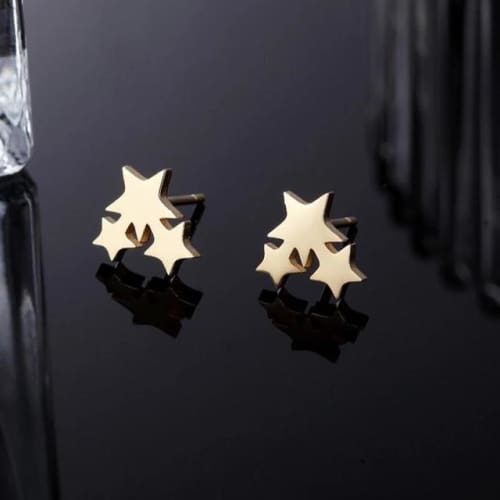 Shooting stars gold plated studs earrings