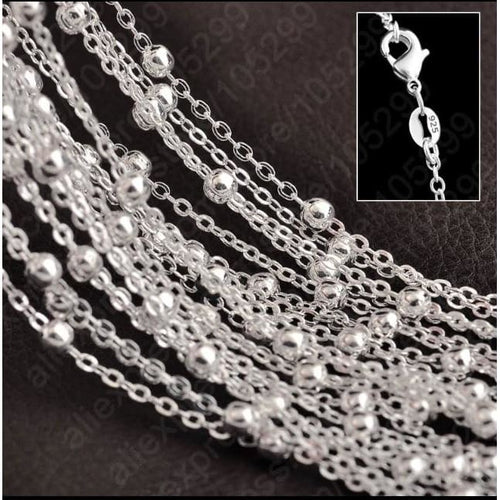 Silver beaded ball rolo chain necklace 18l chains