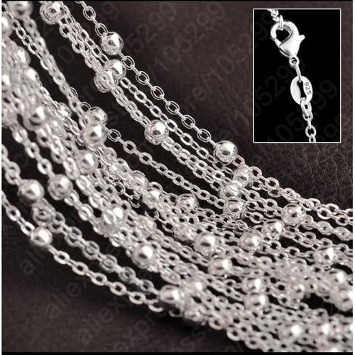 Silver beaded ball rolo chain necklace 18’l chains