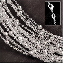 Silver beaded ball rolo chain necklace 18’l chains
