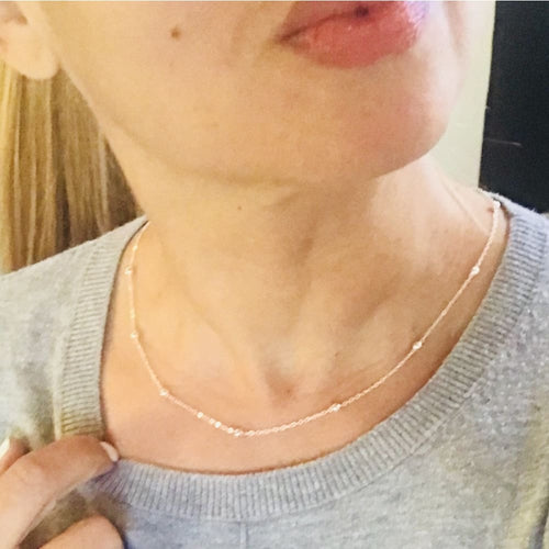 Silver beaded ball rolo chain necklace 18l chains