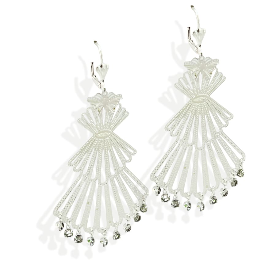 Silver filigree mariachi dangles earrings silver plated earrings