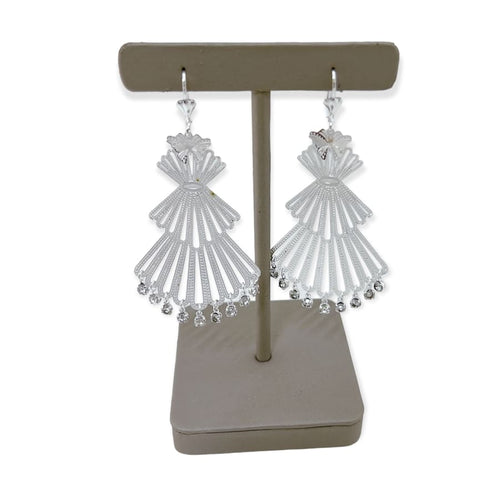 Silver filigree mariachi dangles earrings plated