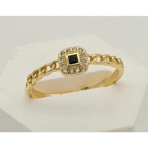 Evil eye crystal end open size ring in 18k of gold plated