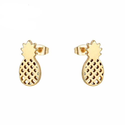 Small pineapple gold stainless steel earrings studs earrings
