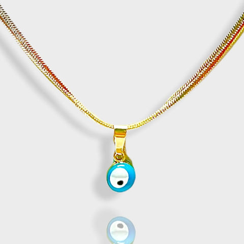 Evil eye gold-filled chain necklace