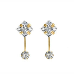 Square curb threader backs post studs earrings in solid gold earrings