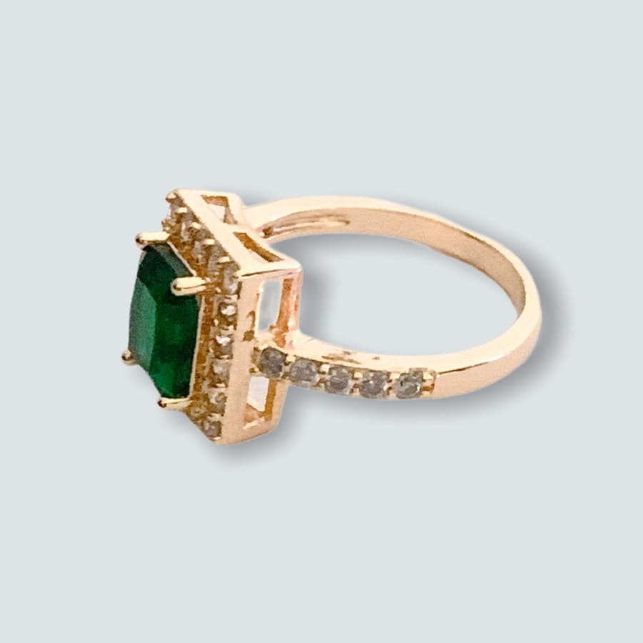 Square shape faux stone ring in 18k of gold plated rings
