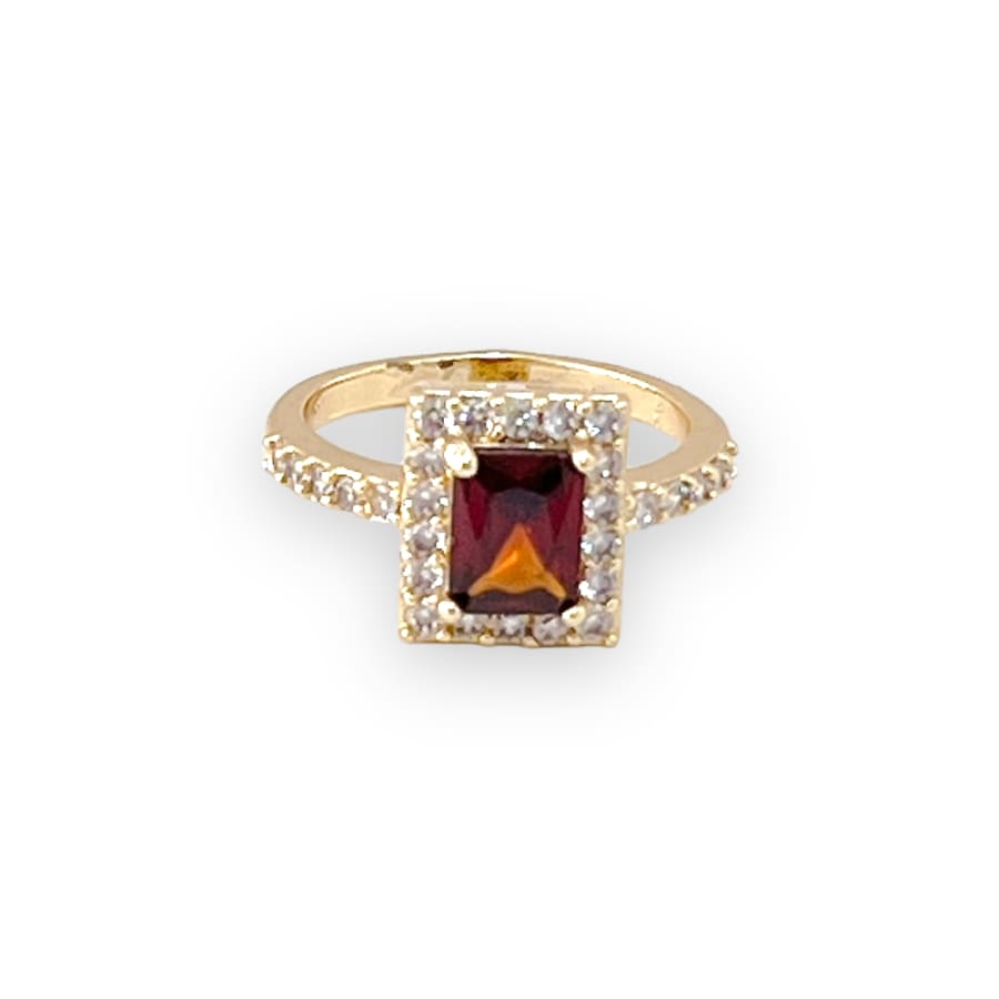 Square shape faux stone ring in 18k of gold plated red / 6 rings
