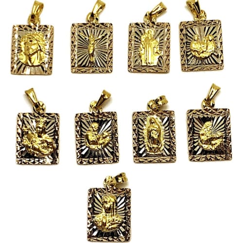 Square tri - color pendant gold - filled charms & pendants