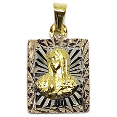 Square tri-color pendant gold-filled virginmary charms & pendants