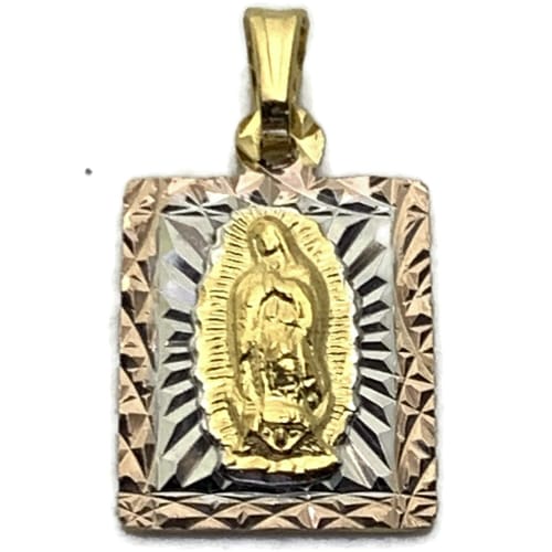 Square tri-color pendant gold-filled guadalupe charms & pendants